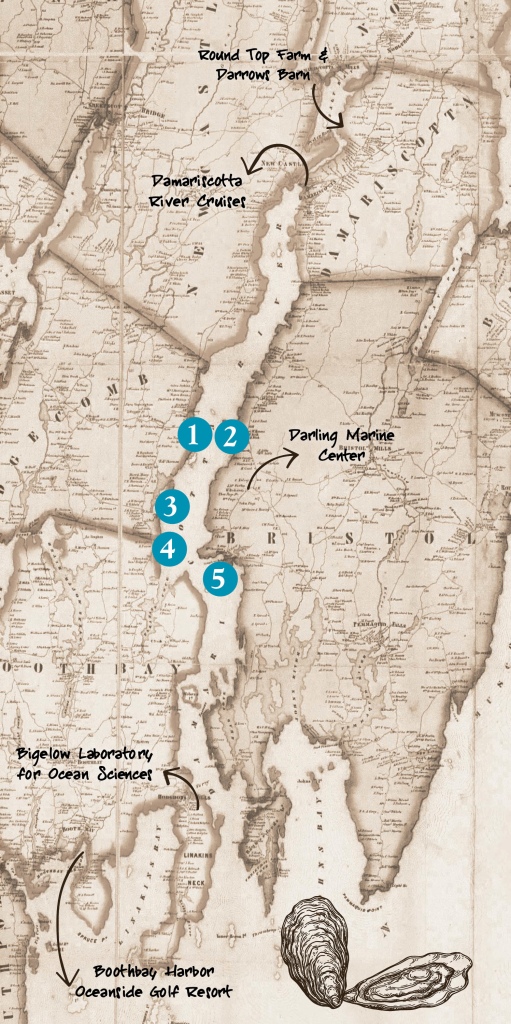 Map of the event locations for the Damariscotta Oyster Celebration